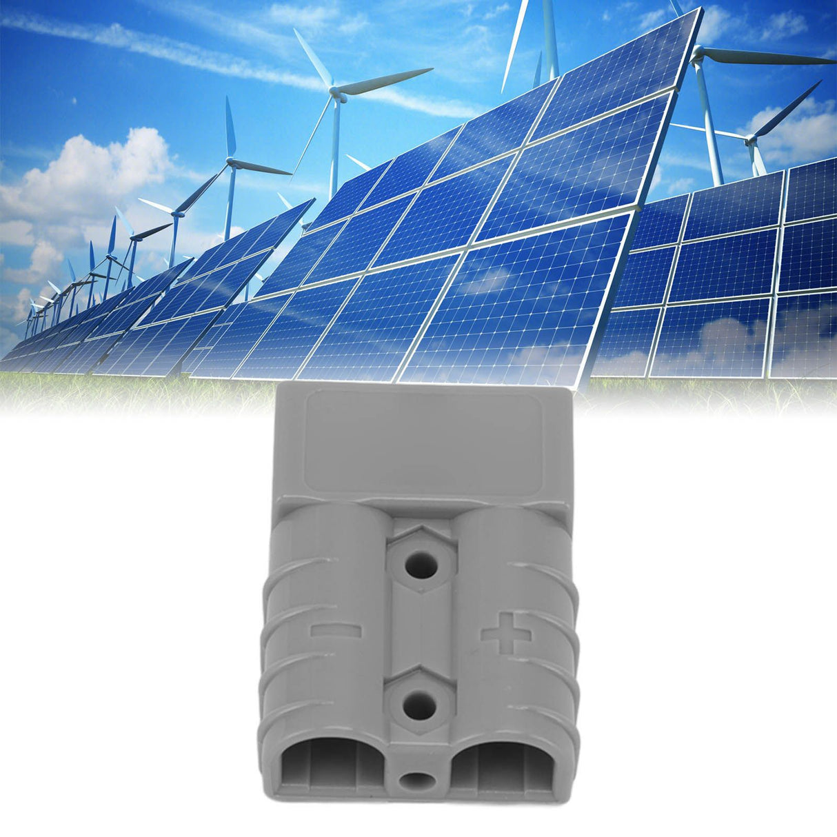 50A 600V Connector Double Pole High Current Power Supply Plug Connector for Solar Panel Dual Battery System Grey