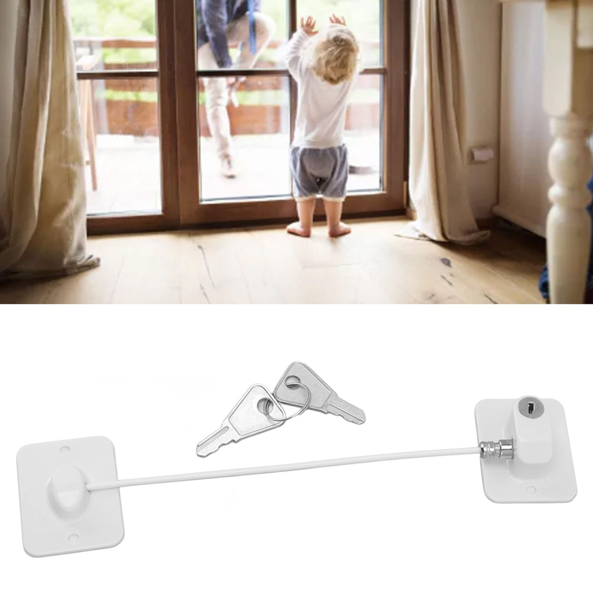 Cable Restrictor Lock Key Unlocking Window Lock Cable Restrictor Child Safety Lock for Refrigerators Doors Drawers