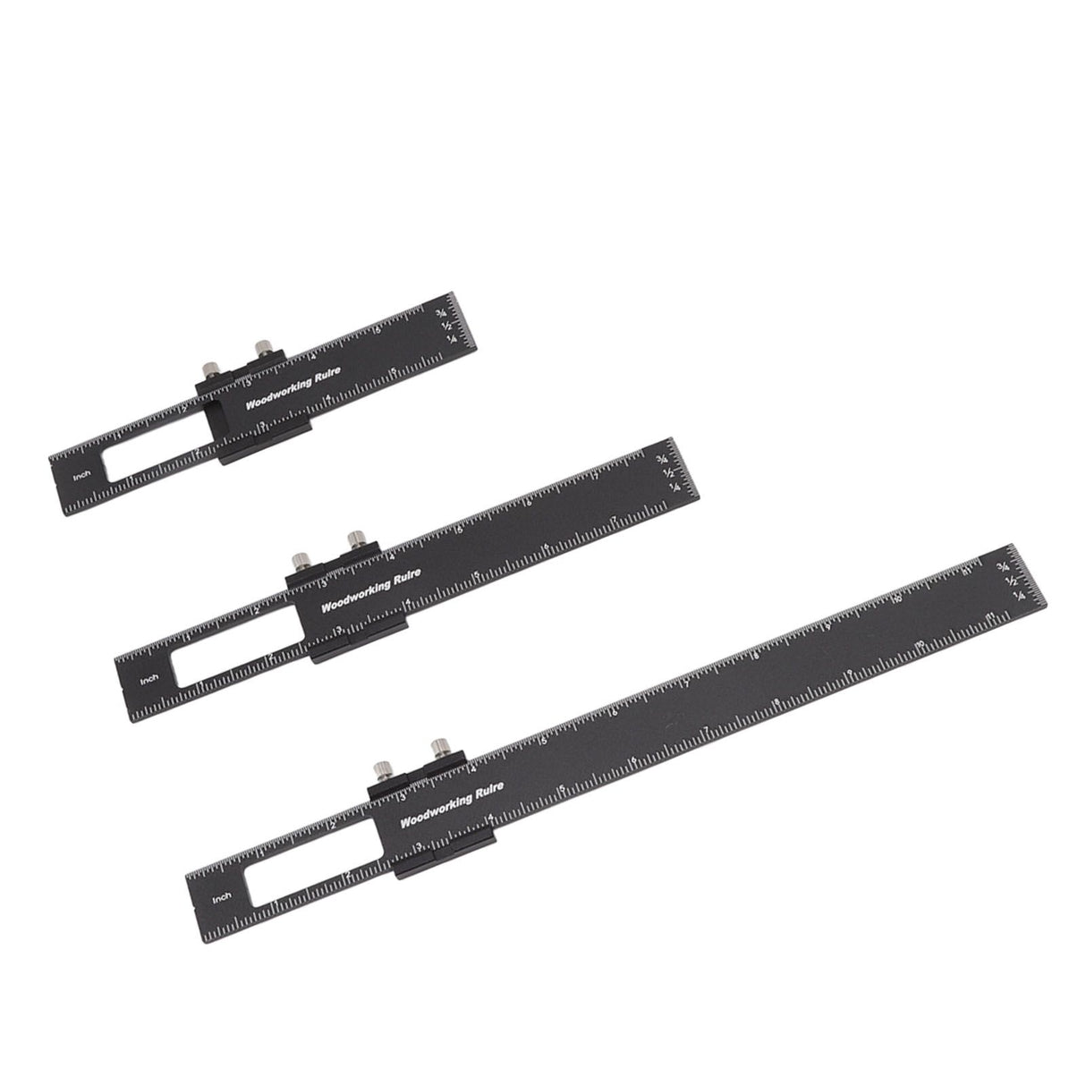 3 Pcs Woodworking Ruler Set Aluminium Alloy T Type Scribing Marking Measuring Ruler with Slide Stops