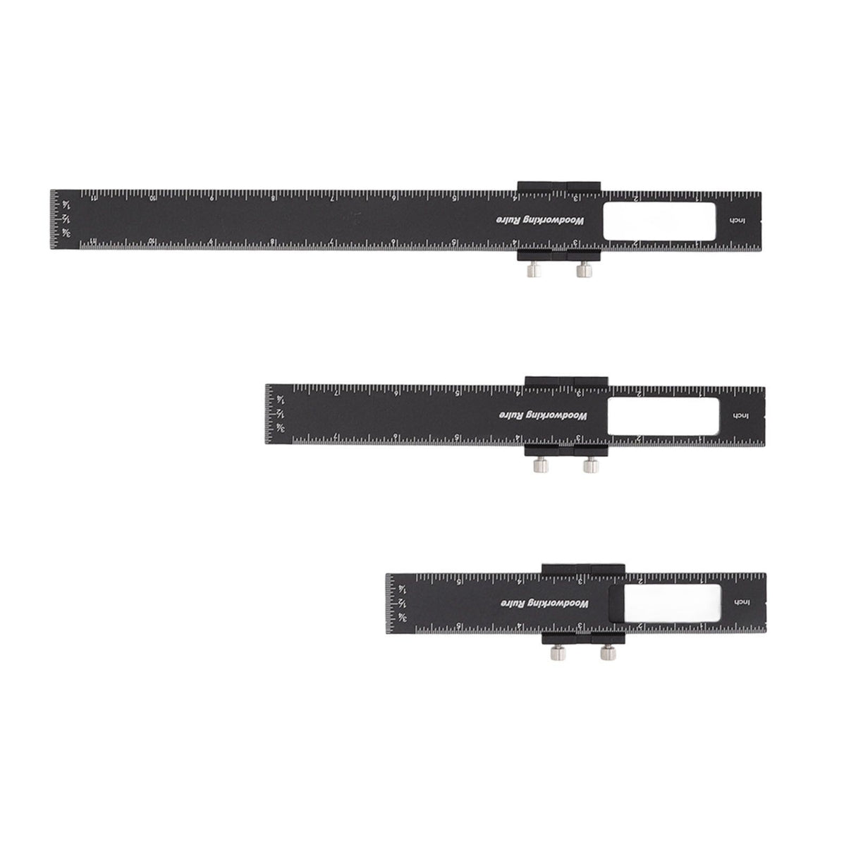 3 Pcs Woodworking Ruler Set Aluminium Alloy T Type Scribing Marking Measuring Ruler with Slide Stops