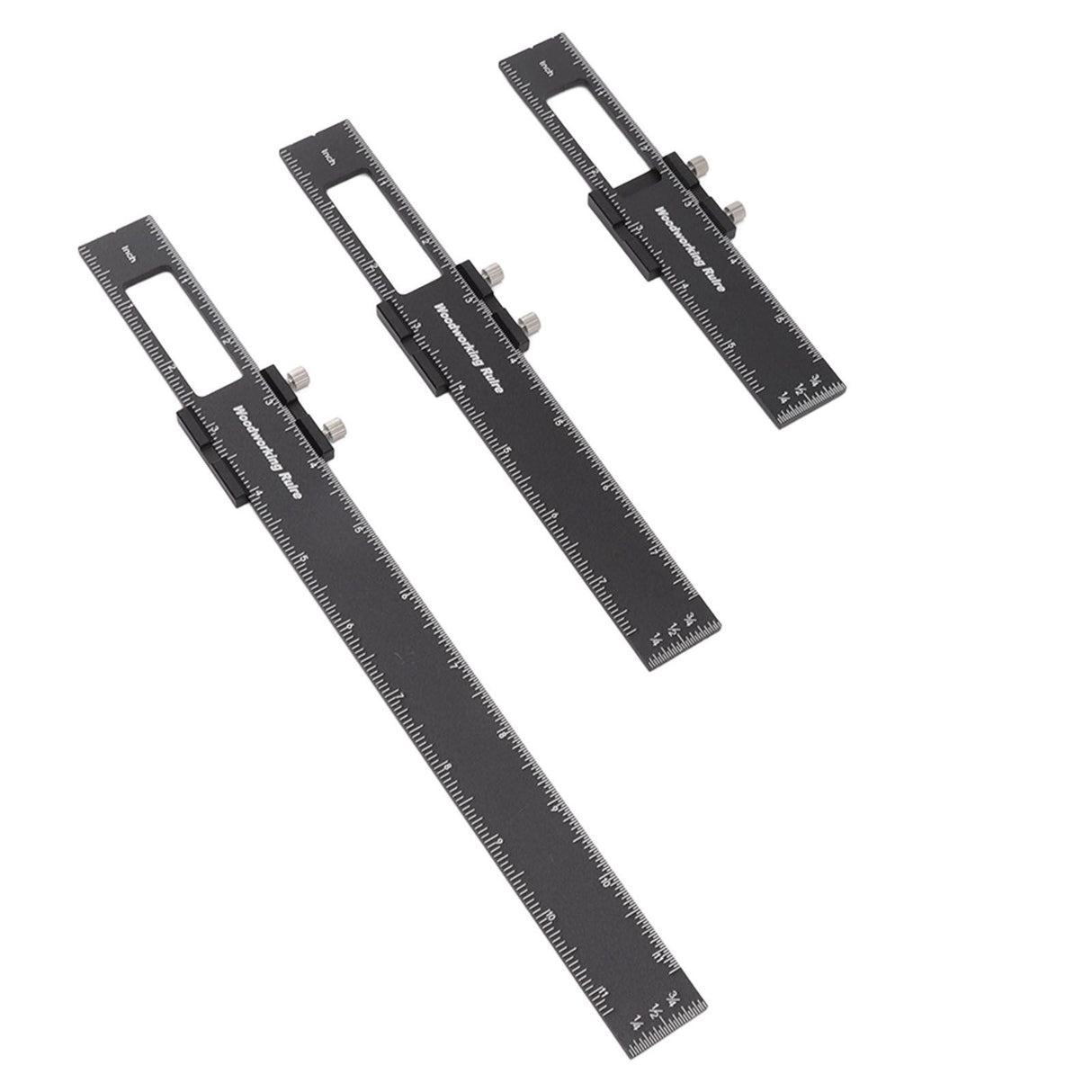 3 Pcs Woodworking Ruler Set Aluminium Alloy T Type Scribing Marking Measuring Ruler with Slide Stops