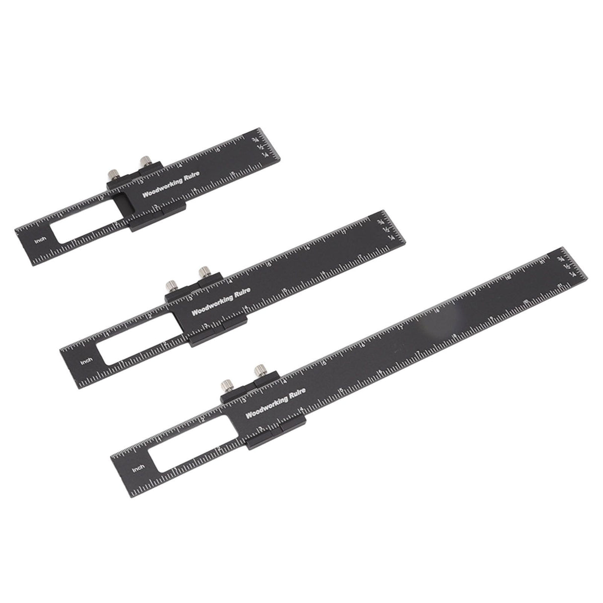 3 Pcs Woodworking Ruler Set Aluminium Alloy T Type Scribing Marking Measuring Ruler with Slide Stops
