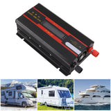 1000W Power Inverter Universal Dual Voltage 12V 24V‑220V Car Solar Power Inverter with LCD Display