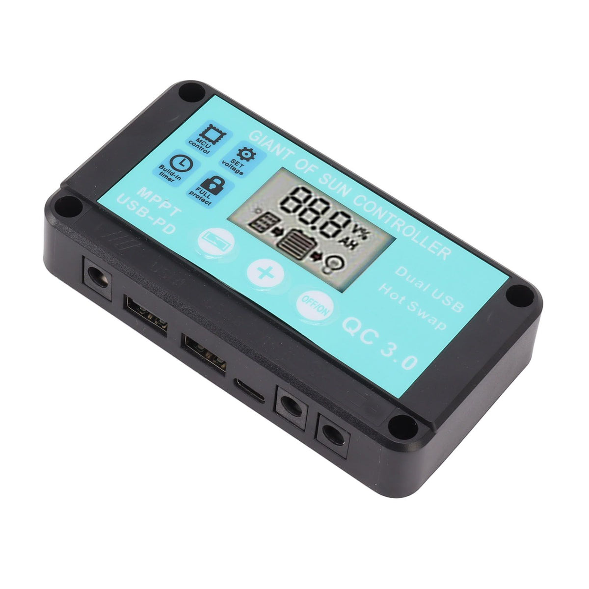 Solar Charge Controller Dual USB Output Fast Charging Solar Panel Regulator 12V/24V for Household Industry 30A