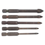 Drill Bit Set Unique Cross Design Cemented Carbide Hex Power Bits for Glass Ceramic Glass Tile Full Tile Brick Wall Wood 5 Piece Set