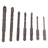 Drill Bit Set Unique Cross Design Cemented Carbide Hex Power Bits for Glass Ceramic Glass Tile Full Tile Brick Wall Wood 7 Piece Set
