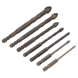 Drill Bit Set Unique Cross Design Cemented Carbide Hex Power Bits for Glass Ceramic Glass Tile Full Tile Brick Wall Wood 7 Piece Set - 45-Degree Angle