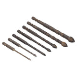 Drill Bit Set Unique Cross Design Cemented Carbide Hex Power Bits for Glass Ceramic Glass Tile Full Tile Brick Wall Wood 7 Piece Set
