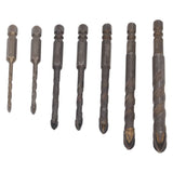 Drill Bit Set Unique Cross Design Cemented Carbide Hex Power Bits for Glass Ceramic Glass Tile Full Tile Brick Wall Wood 7 Piece Set