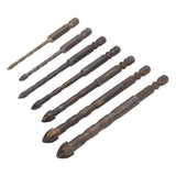 Drill Bit Set Unique Cross Design Cemented Carbide Hex Power Bits for Glass Ceramic Glass Tile Full Tile Brick Wall Wood 7 Piece Set - Extra Image