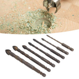 Drill Bit Set Unique Cross Design Cemented Carbide Hex Power Bits for Glass Ceramic Glass Tile Full Tile Brick Wall Wood 7 Piece Set