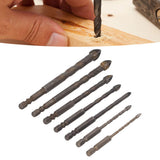 Drill Bit Set Unique Cross Design Cemented Carbide Hex Power Bits for Glass Ceramic Glass Tile Full Tile Brick Wall Wood 7 Piece Set - Extra Image