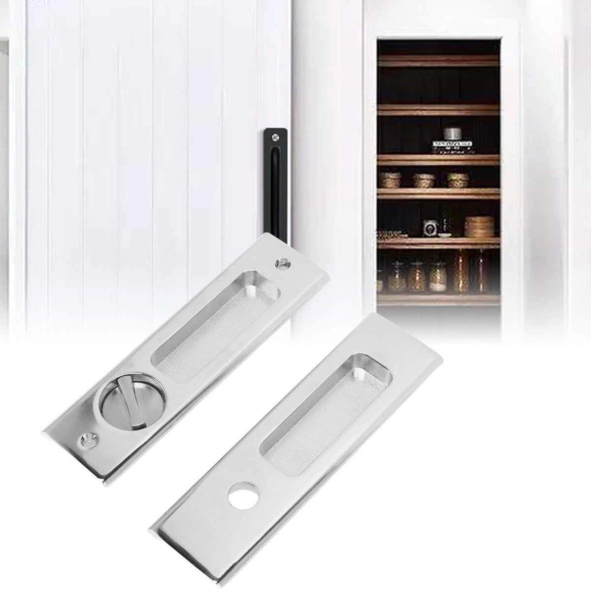 Zinc Alloy Invisible Recessed Handle Latch with Keys for Bathroom Balcony Pocket Door Sliding Barn Door