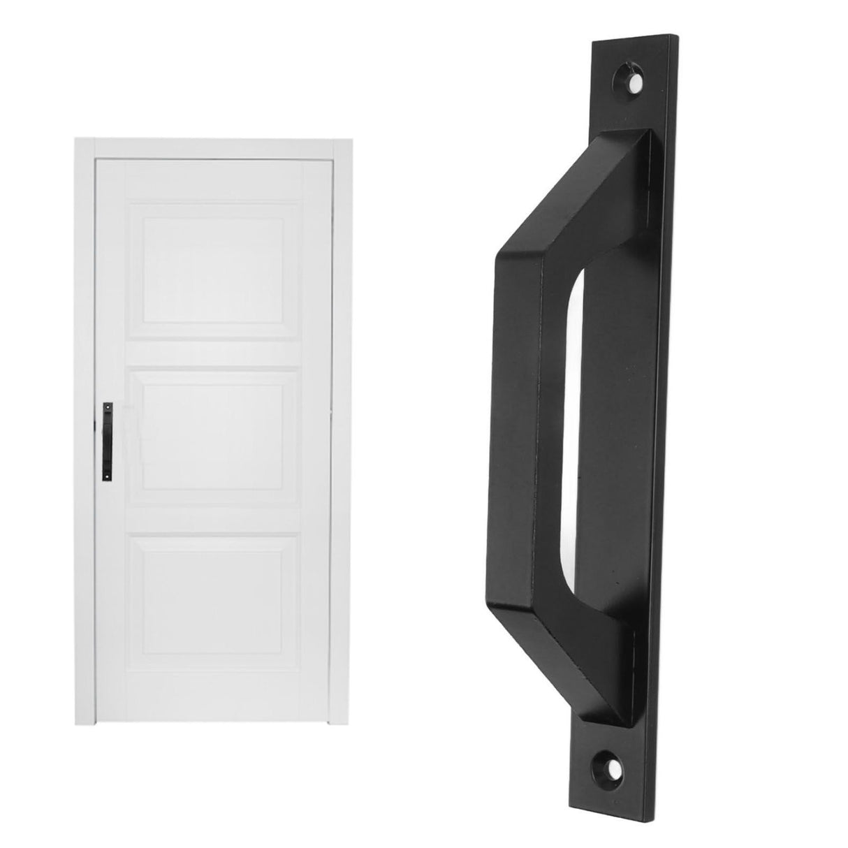 Sliding Door Handle Metal Electroplating Cabinet Barn Door Pull Handle with Mounting Screws Black
