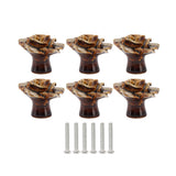 6Pcs Cabinet Knob Rose Flower Shape Delicate Ceramic Knob for Dresser Drawer Leopard White