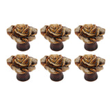 6Pcs Cabinet Knob Rose Flower Shape Delicate Ceramic Knob for Dresser Drawer Leopard White