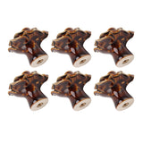 6Pcs Cabinet Knob Rose Flower Shape Delicate Ceramic Knob for Dresser Drawer Leopard White