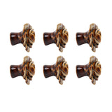 6Pcs Cabinet Knob Rose Flower Shape Delicate Ceramic Knob for Dresser Drawer Leopard White - 45-Degree Angle