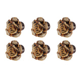 6Pcs Cabinet Knob Rose Flower Shape Delicate Ceramic Knob for Dresser Drawer Leopard White