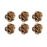 6Pcs Cabinet Knob Rose Flower Shape Delicate Ceramic Knob for Dresser Drawer Leopard White