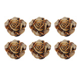 6Pcs Cabinet Knob Rose Flower Shape Delicate Ceramic Knob for Dresser Drawer Leopard White - Low Angle