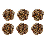 6Pcs Cabinet Knob Rose Flower Shape Delicate Ceramic Knob for Dresser Drawer Leopard White