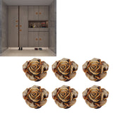 6Pcs Cabinet Knob Rose Flower Shape Delicate Ceramic Knob for Dresser Drawer Leopard White