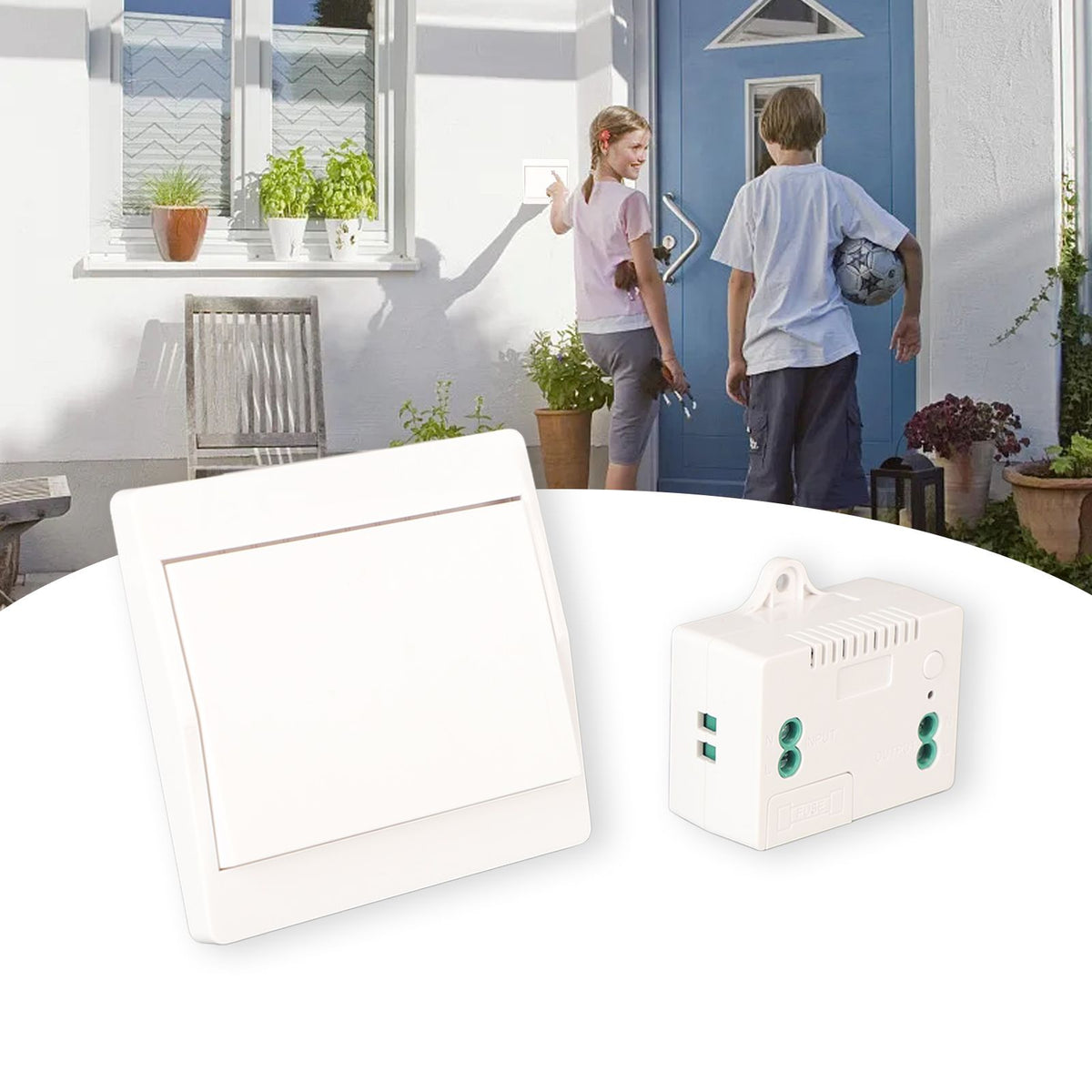 Self Powered Wireless Doorbell Long Distance Battery Free Cordless Door Bell with Receiver for Home Welcome