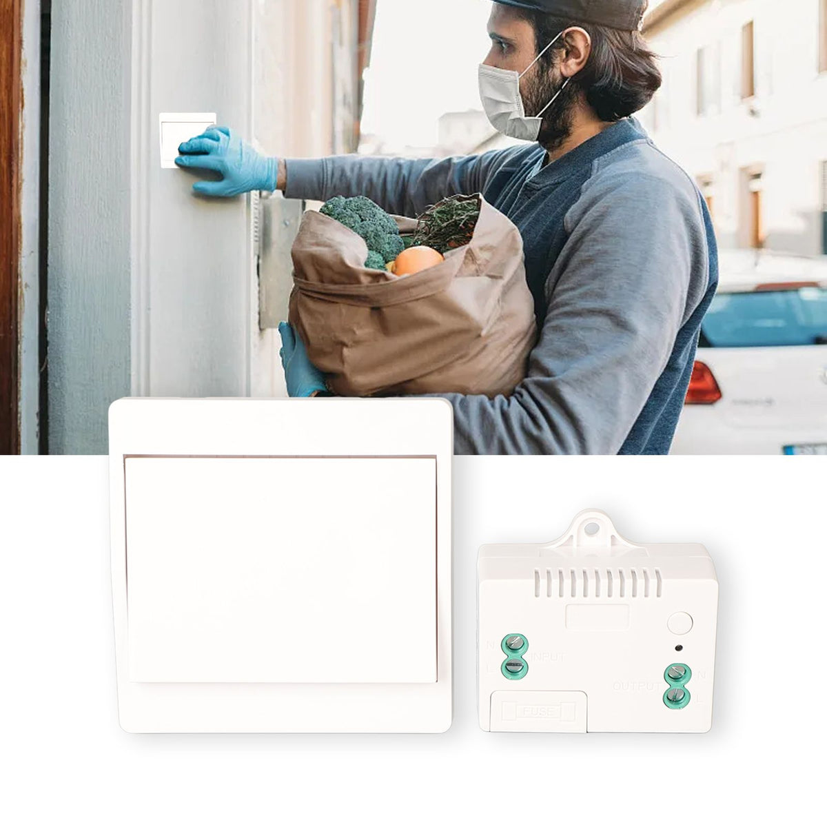 Self Powered Wireless Doorbell Long Distance Battery Free Cordless Door Bell with Receiver for Home Welcome