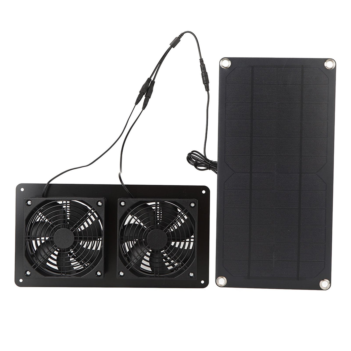 12V 20W Solar Powered Fan Kit Monocrystalline Silicon 3W Dual Cooling Fan for Car Greenhouse