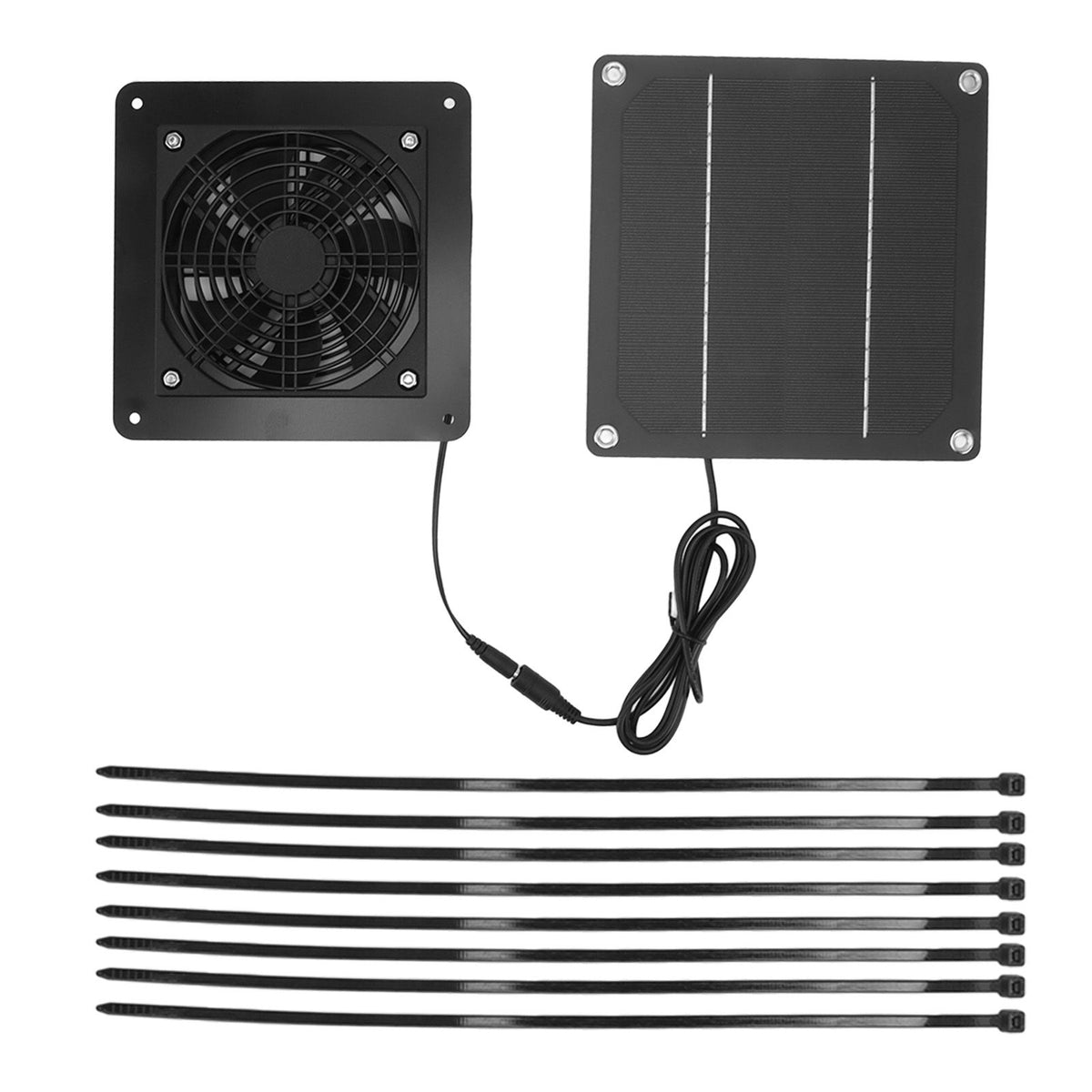 10W Solar Panel Fan Kit High Speed Solar Panel Powered Fan with 150cm Cable Protection Net for Pet House Greenhouse