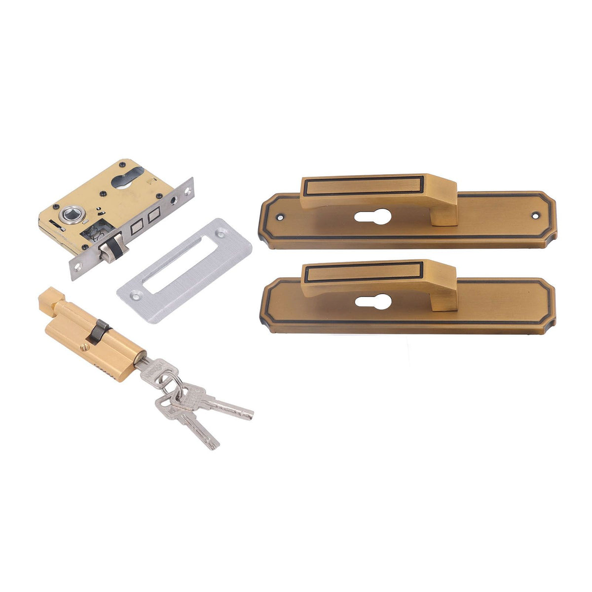 Front Exterior Door Handle Lockset Aluminum Alloy Silent Home Door Handle Lock with Keys for Bedroom Hotel Balcony