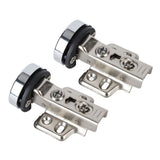 2Set Stainless Steel 201 Cabinet Glass Door Hinge 35 Cup Glass Door Damping Buffer Hinge Middle Bend Half Overlay 9mm - Front View