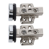2Set Stainless Steel 201 Cabinet Glass Door Hinge 35 Cup Glass Door Damping Buffer Hinge Middle Bend Half Overlay 9mm