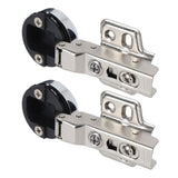 2Set Stainless Steel 201 Cabinet Glass Door Hinge 35 Cup Glass Door Damping Buffer Hinge Middle Bend Half Overlay 9mm - Top-Down View