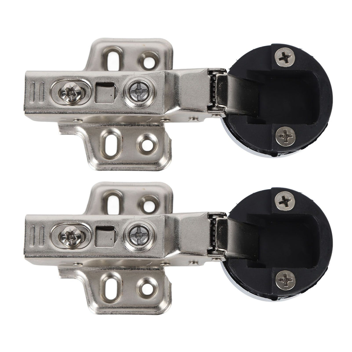 2Set Stainless Steel 201 Cabinet Glass Door Hinge 35 Cup Glass Door Damping Buffer Hinge Middle Bend Half Overlay 9mm