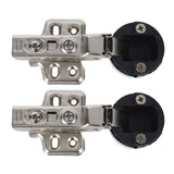 2Set Stainless Steel 201 Cabinet Glass Door Hinge 35 Cup Glass Door Damping Buffer Hinge Middle Bend Half Overlay 9mm