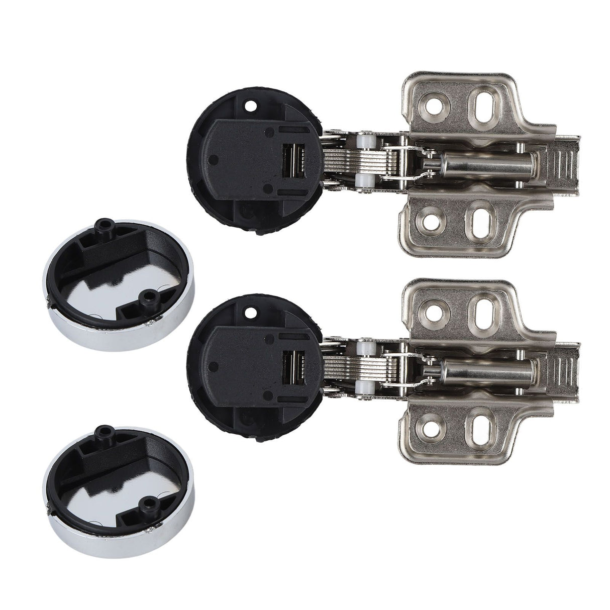 2Set Stainless Steel 201 Cabinet Glass Door Hinge 35 Cup Glass Door Damping Buffer Hinge Middle Bend Half Overlay 9mm