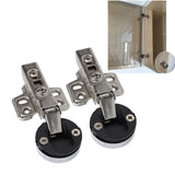 2Set Stainless Steel 201 Cabinet Glass Door Hinge 35 Cup Glass Door Damping Buffer Hinge Middle Bend Half Overlay 9mm