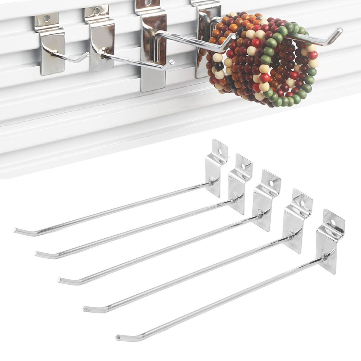 50Pcs Supermarket Shelf Hook Iron Strong Wear Resistant Flat Tip Peg Board Hook Slatwall Hanger