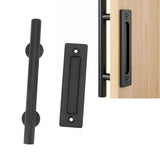 Sliding Barn Door Handle Black Carbon Steel Barn Door Handle for Cabinets Wardrobes - Extra Image