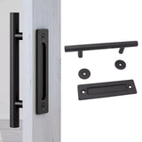 Sliding Barn Door Handle Black Carbon Steel Barn Door Handle for Cabinets Wardrobes - Extra Image