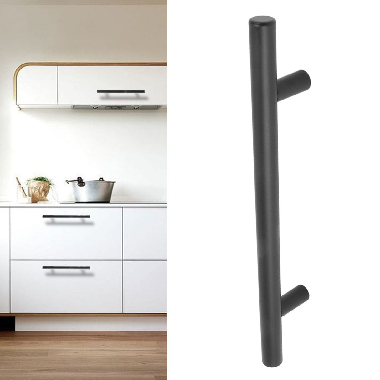 10PCS Cabinet Door T Handle Stainless Steel Modern Wardrobe Drawer Pull Handle for Bedroom Living Room Black
