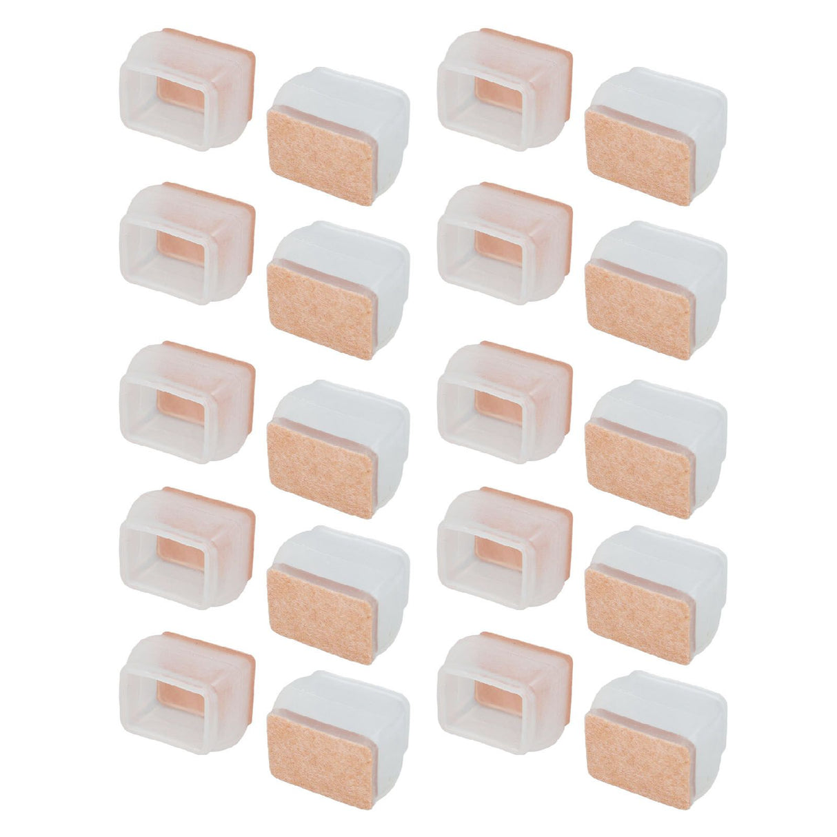 20Pcs Chair Leg Protector for Hardwood Floor Rubber Felt Furniture Pad Cover Non Scratches Noise Transparent Rectangle L