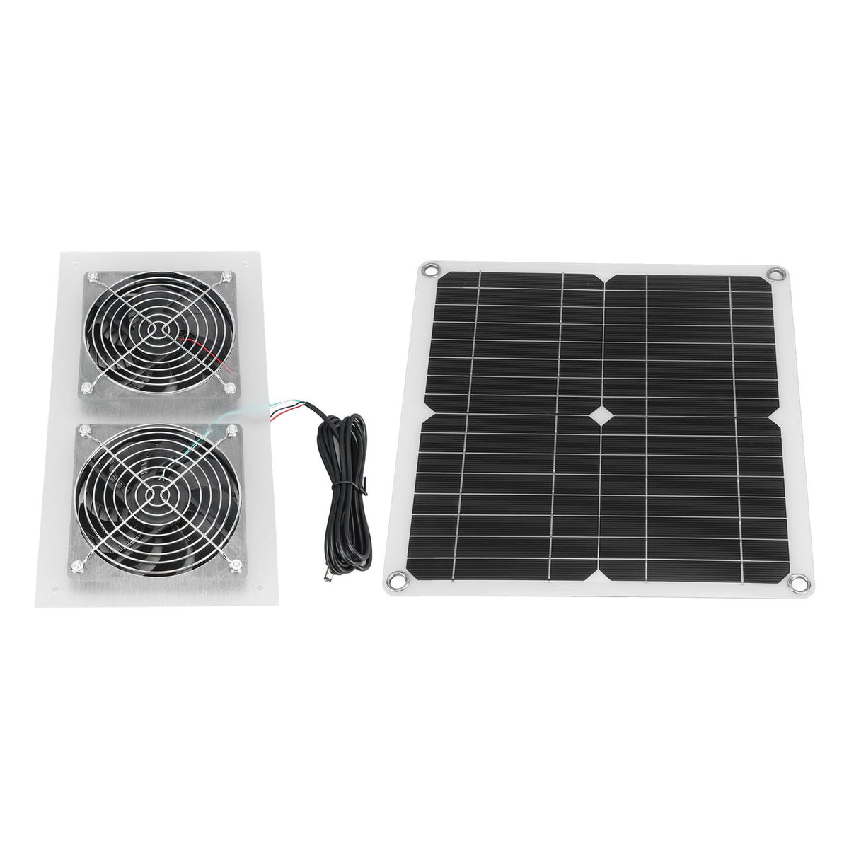 25W Solar Panel Fan Kit IPX65 Waterproof Low Noise Efficient Solar Powered Dual Fan for Chicken Coop Kennel Barn