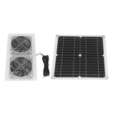 25W Solar Panel Fan Kit IPX65 Waterproof Low Noise Efficient Solar Powered Dual Fan for Chicken Coop Kennel Barn - Side View