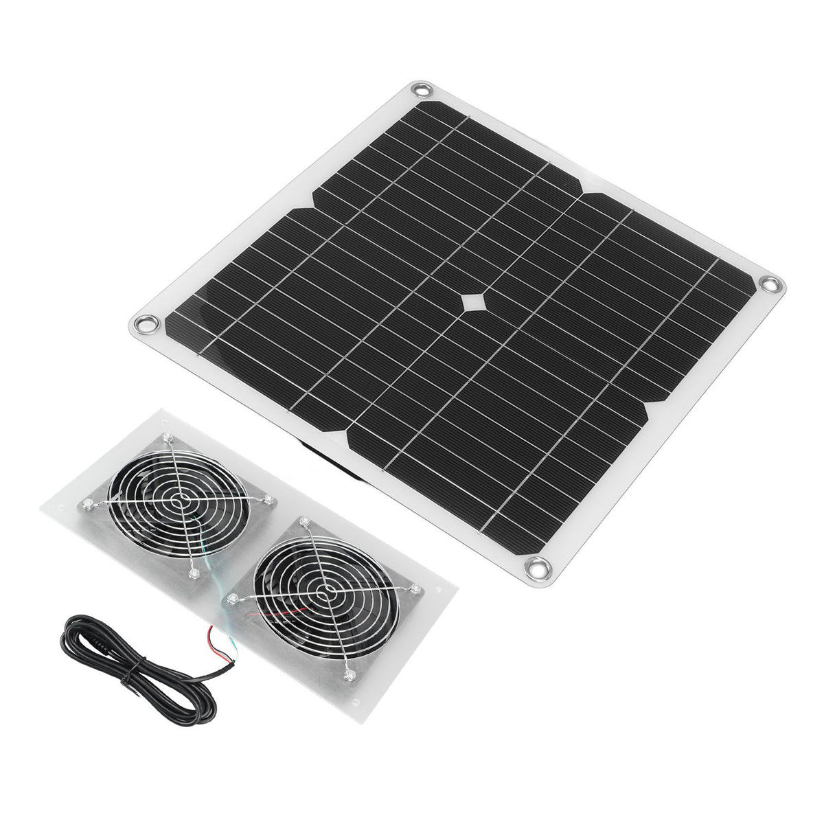 25W Solar Panel Fan Kit IPX65 Waterproof Low Noise Efficient Solar Powered Dual Fan for Chicken Coop Kennel Barn