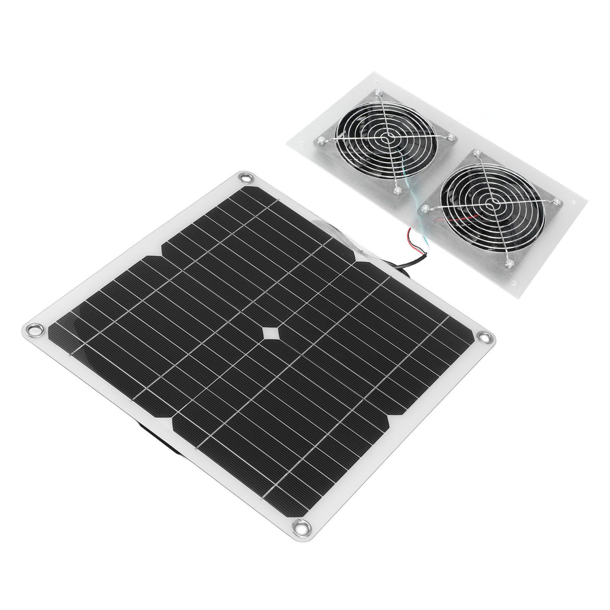25W Solar Panel Fan Kit IPX65 Waterproof Low Noise Efficient Solar Powered Dual Fan for Chicken Coop Kennel Barn