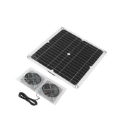 25W Solar Panel Fan Kit IPX65 Waterproof Low Noise Efficient Solar Powered Dual Fan for Chicken Coop Kennel Barn - Rear View
