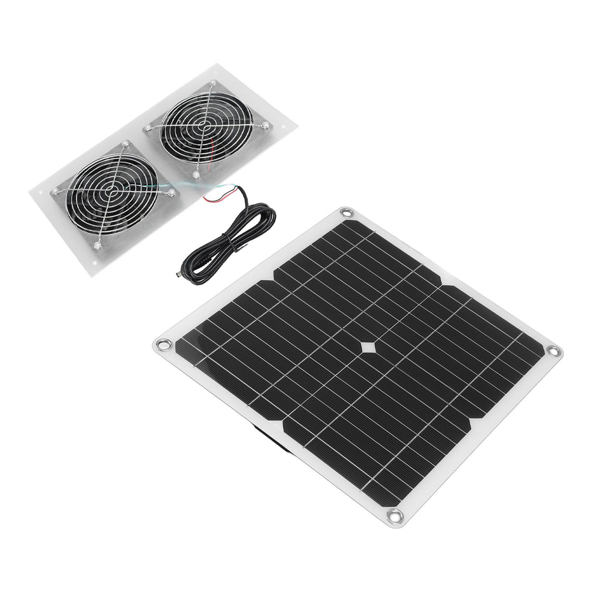 25W Solar Panel Fan Kit IPX65 Waterproof Low Noise Efficient Solar Powered Dual Fan for Chicken Coop Kennel Barn